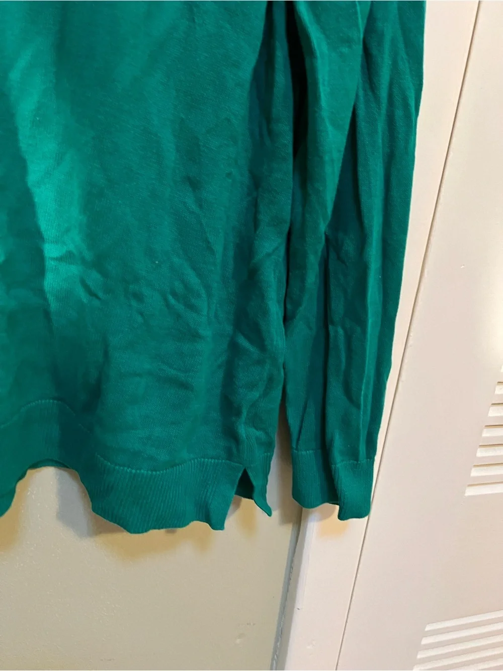 Karen Scott Women's Size Large V-Neck Pullover Sweater Kelly Green 100% Cotton